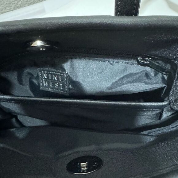 Nine West Small Black Purse Shoulder canvas leather trim Bag - Picture 9 of 10